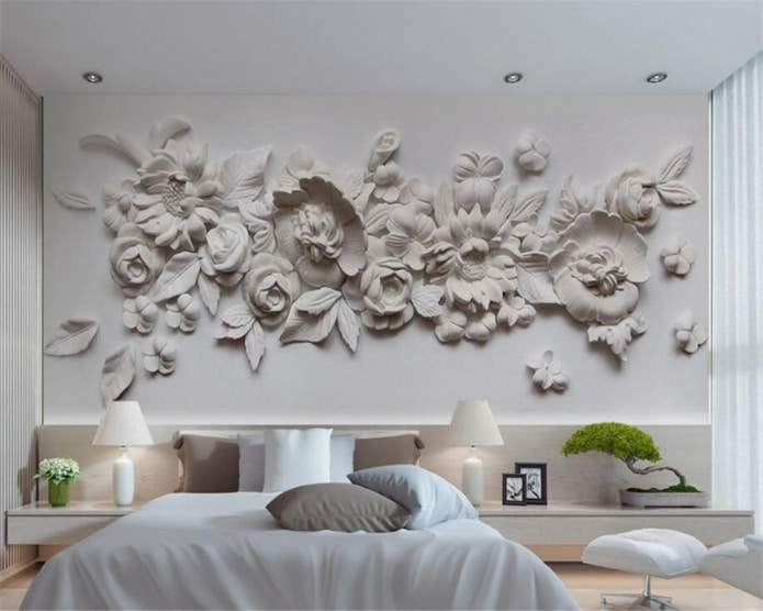 behang met driedimensionale afbeelding van bloemen