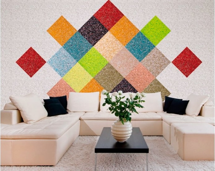 sistem rhombus pelbagai warna yang diperbuat daripada kertas dinding cecair