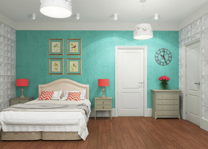 giấy dán tường phòng ngủ màu ngọc lam nhạt