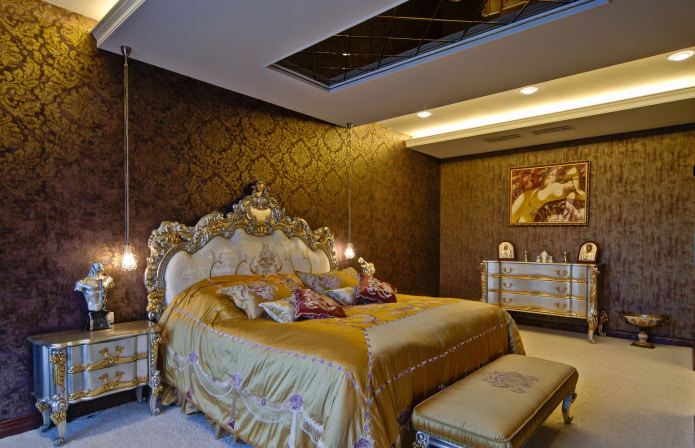 кафява спалня в класически стил