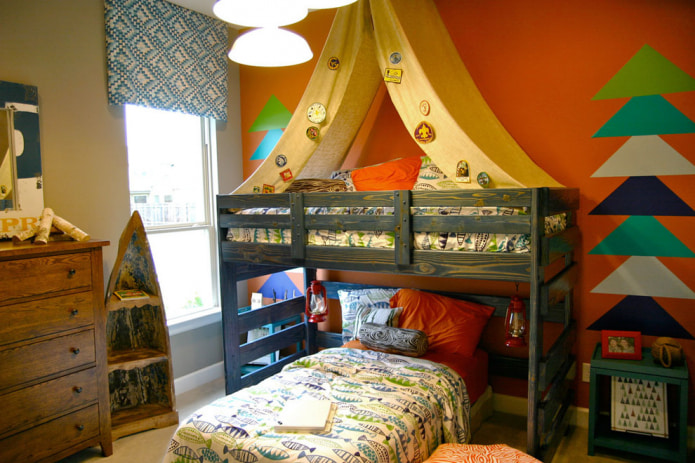 cameră pentru copii în stil rustic