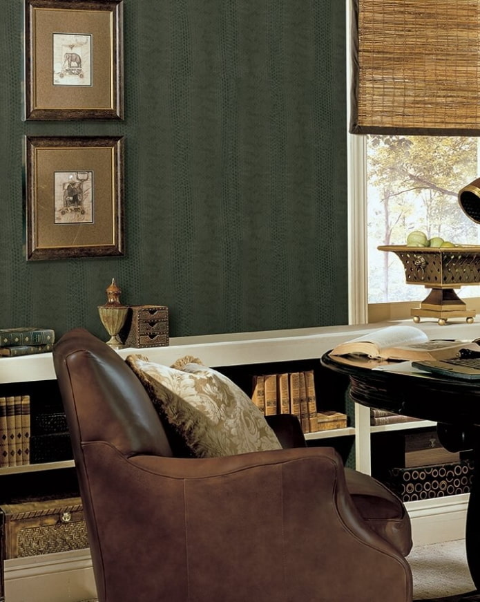 tapety s imitáciou kože v interiéri obývacej izby