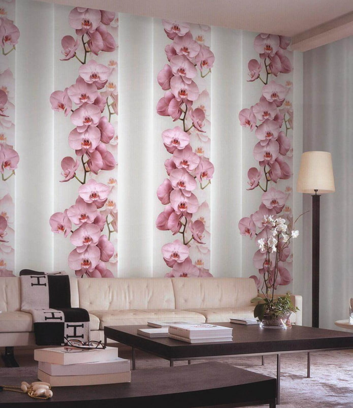 behang met orchideeën in het interieur