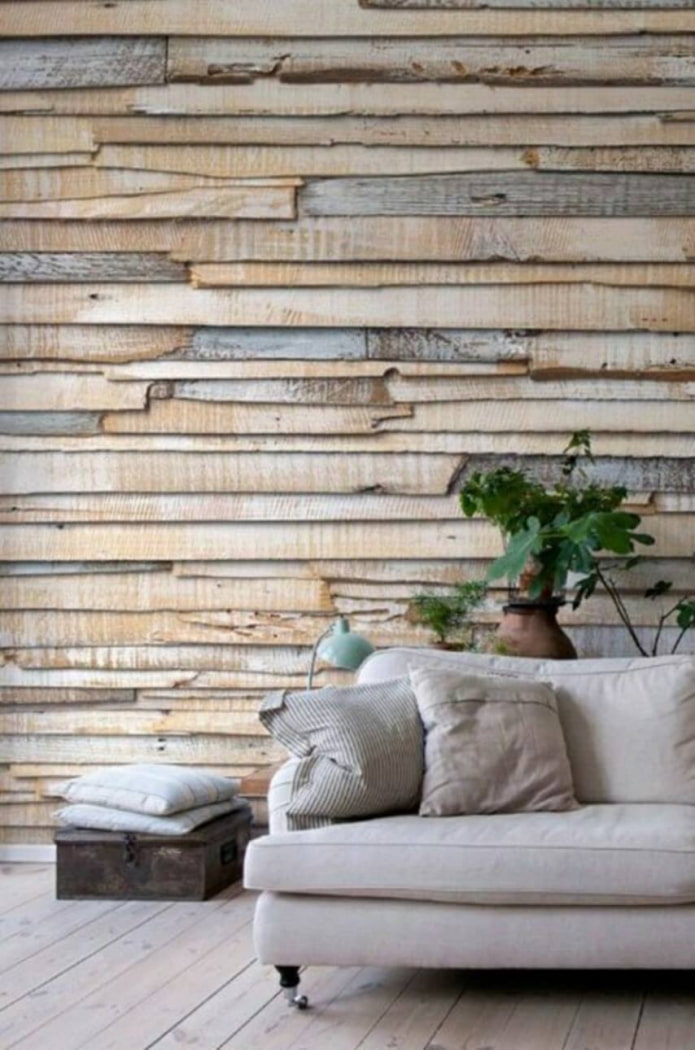tapety napodobující dřevo v interiéru