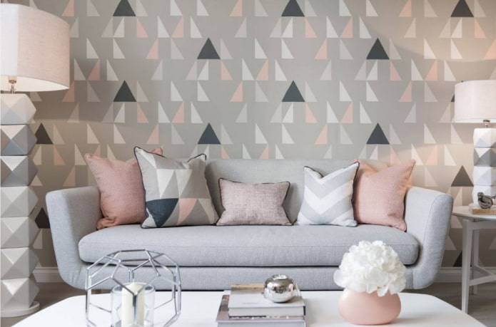 giấy dán tường có hình tam giác trong nội thất
