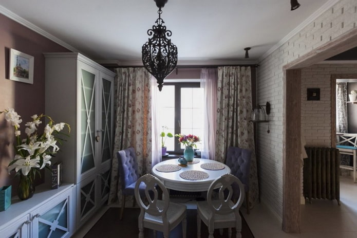 Rideaux de salle à manger de style provençal