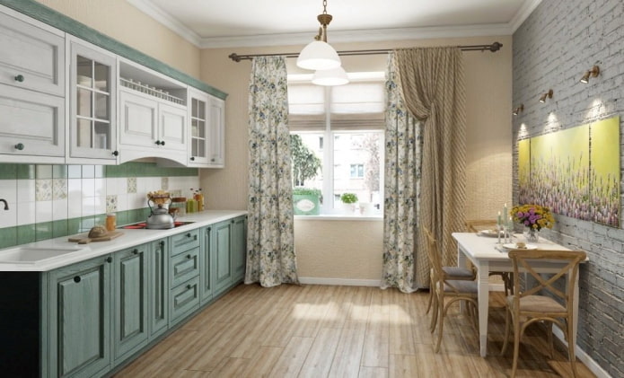 gardiner i køkkenet i stil med provence