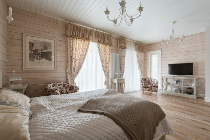 guļamistaba Provansas stilā mājas interjerā