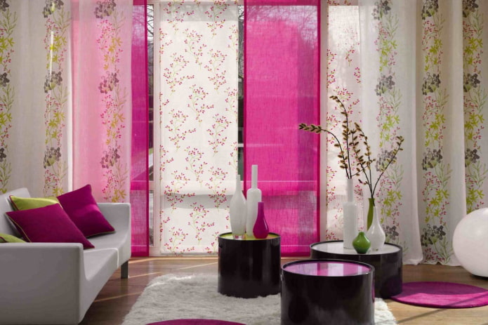 kombination af japanske paneler med gardiner