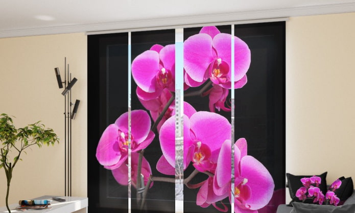 japonské záclony s orchideou