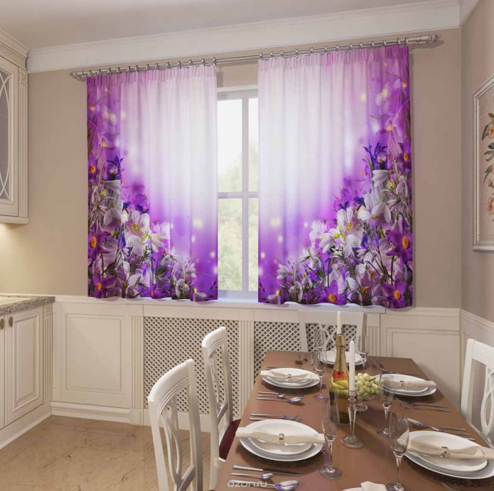 cortines curtes en 3D amb flors