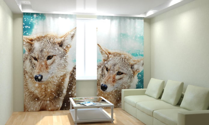 rideaux 3d avec l'image des animaux