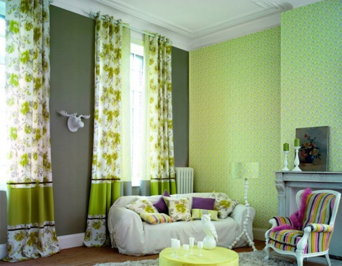cortines florals verdes