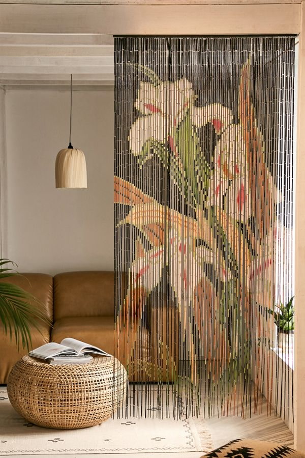 rideaux en bambou avec motif