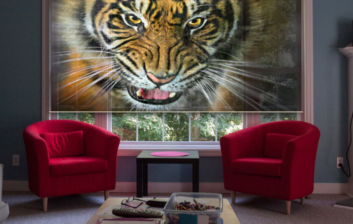 ролетни щори с изображение на тигър