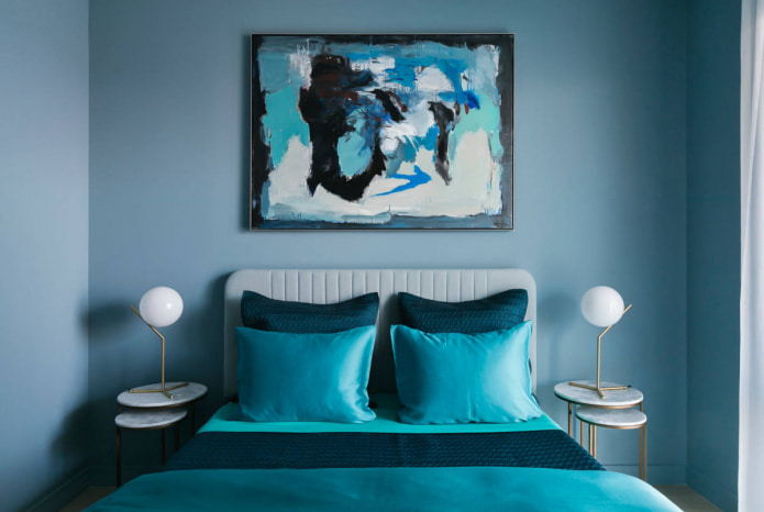 Camera da letto blu-turchese