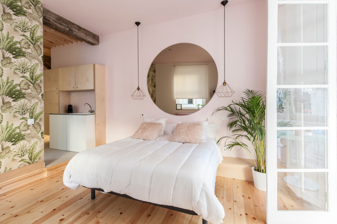 kompaktní ložnice v moderním ekologickém stylu