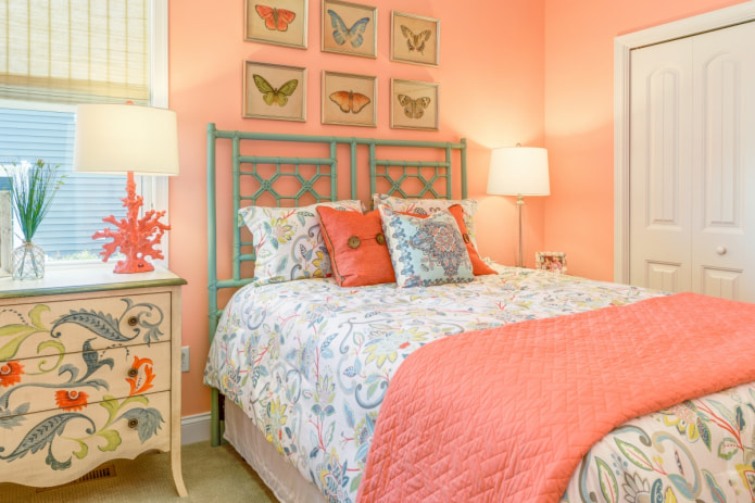 phòng ngủ màu hồng đào tươi sáng
