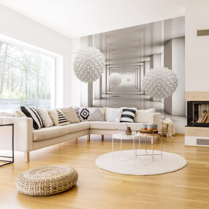 abstraktné 3d tapety v obývacej izbe