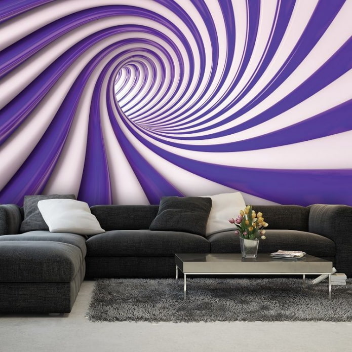 abstract 3d behang in de woonkamer