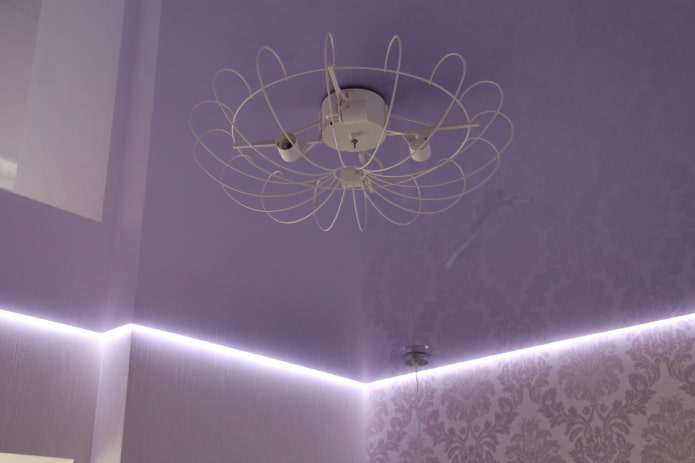 structure de plafond flottant lilas
