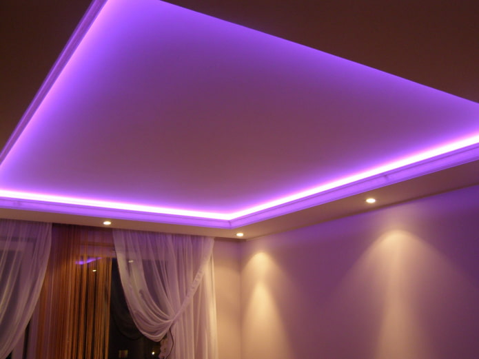 reka bentuk terapung dengan lampu latar ungu