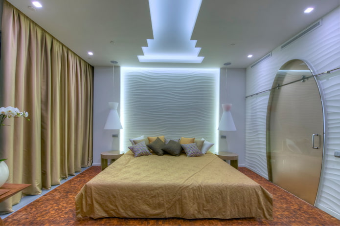 makuuhuone alkuperäisellä LED-valaistuksella
