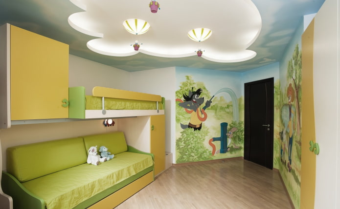 construcció de panells de guix a l'habitació infantil