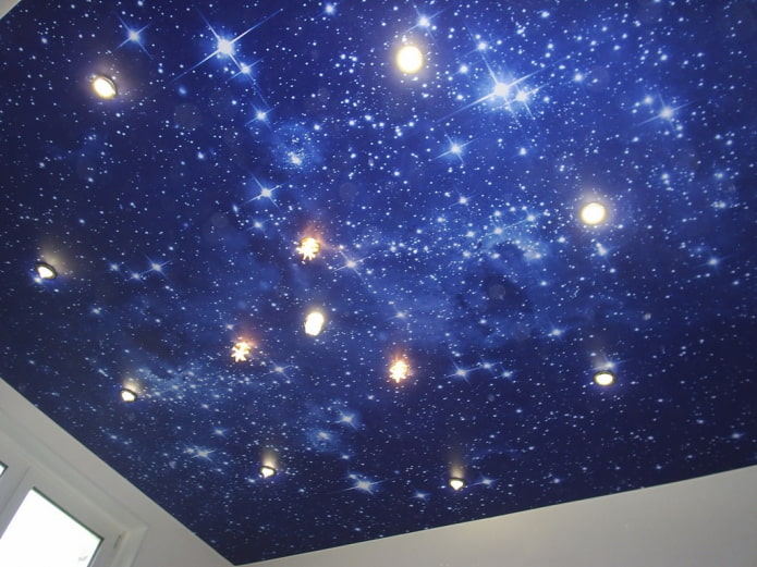De nachtelijke hemel aan het plafond