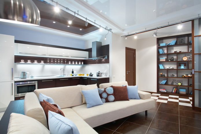 dvoubarevná napěťová struktura v obývacím pokoji