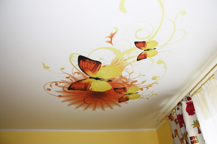 tela estirada amb impressió fotogràfica en forma de papallones