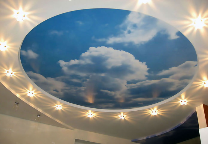gökyüzü şeklinde fotoğraf baskısı ile streç kumaş