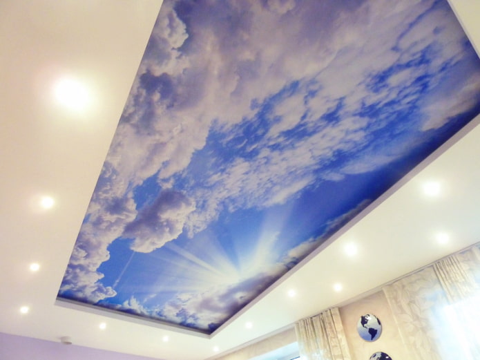 teixit elàstic amb impressió fotogràfica en forma de cel
