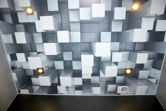 tavan cu imaginea cuburilor volumetrice