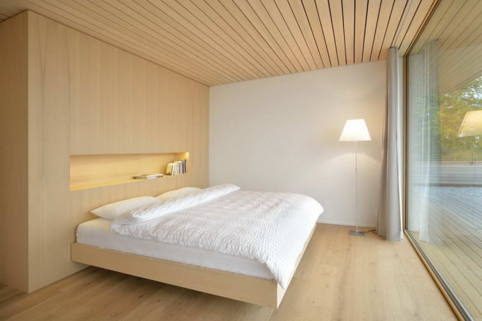 trần nhà làm bằng gỗ theo phong cách tối giản
