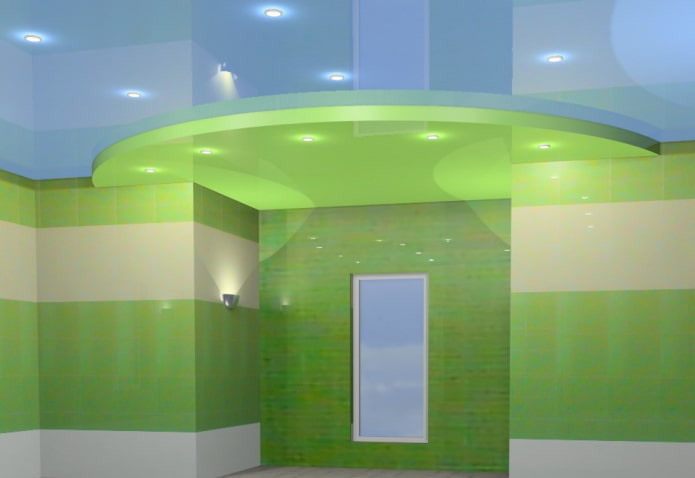 yeşil ve mavi kombinasyonu ile tavan yapısı