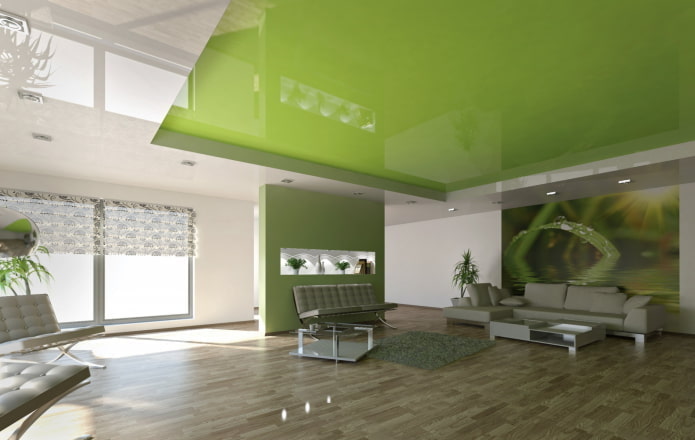grønt stretchstof i interiøret