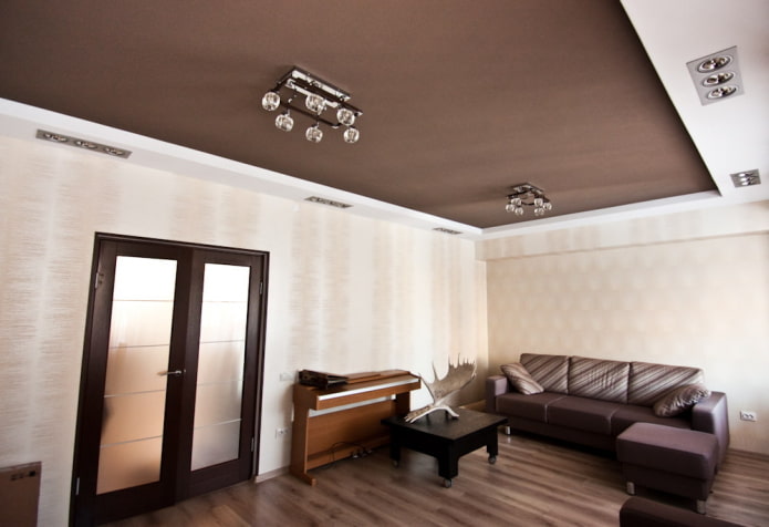 structure de plafond marron dans le salon
