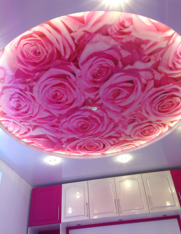 fototlač na strop ruže