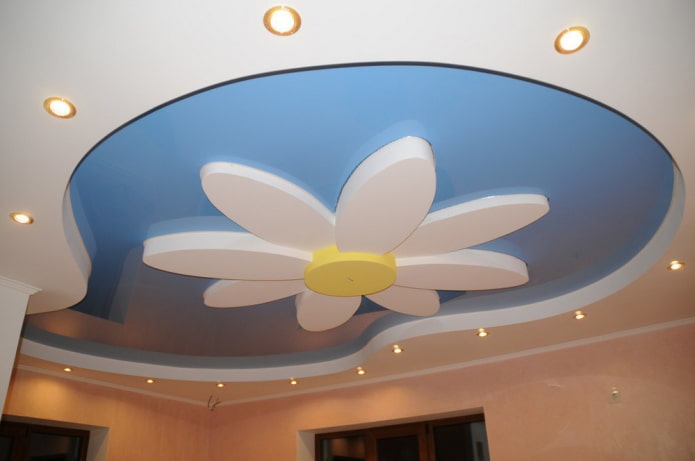 kudrnatá stropní konstrukce ve tvaru květiny