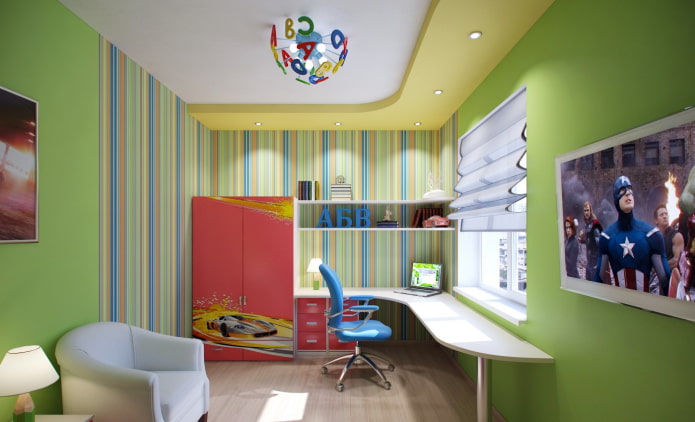 מבנה תקרה דו מפלסי בחדר הילדים