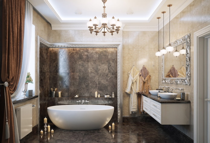 neoklasicistisks vannas istabas griestu dizains
