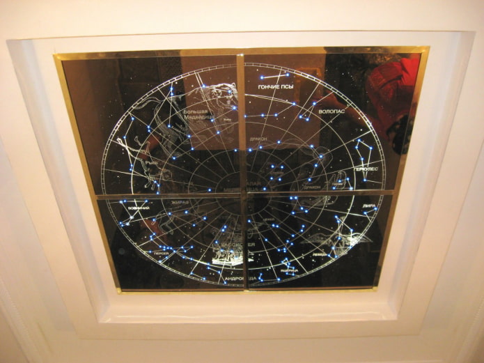 structure de plafond en miroir avec motifs