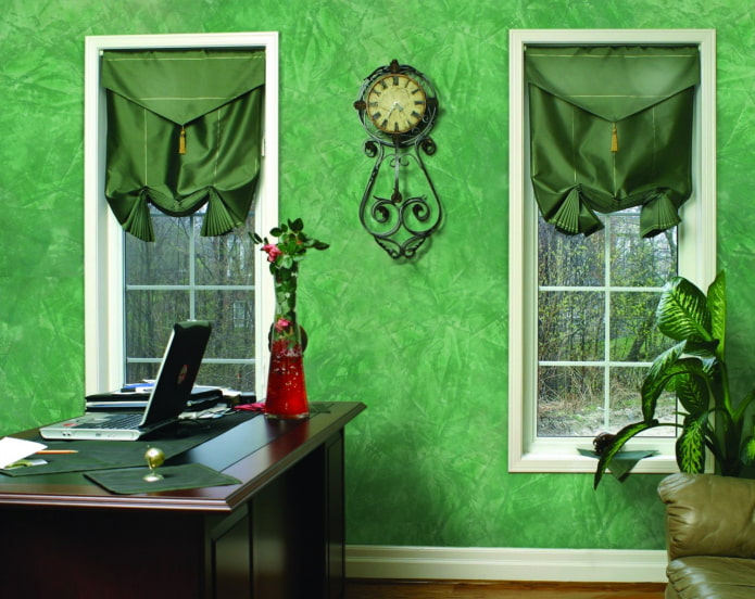 зелена венецианска декоративна мазилка
