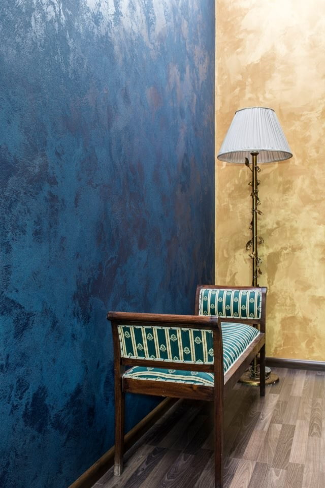 tencuială decorativă venețiană albastră