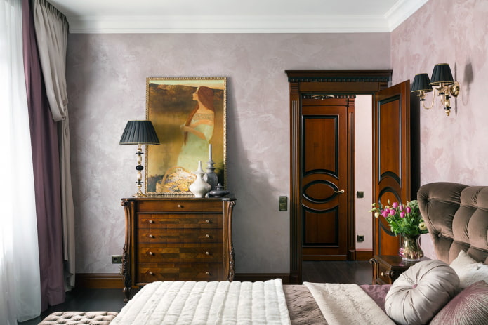 Venetiansk dekorativt gips i soveværelset