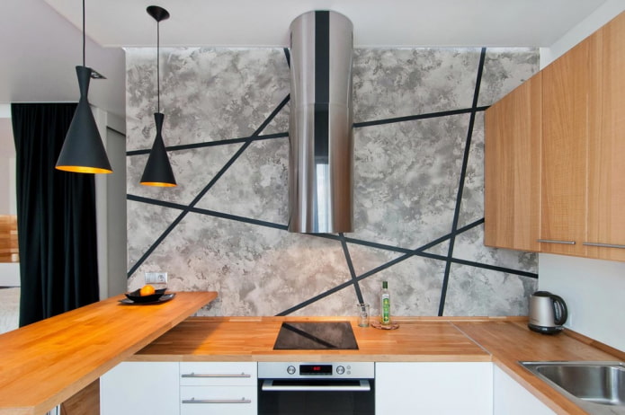 thạch cao hai tông màu trong nội thất nhà bếp
