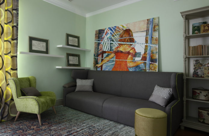 maľba v obývacej izbe v modernom štýle