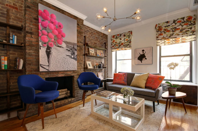 lofto stiliaus nuotrauka ant svetainės gyvenamajame kambaryje