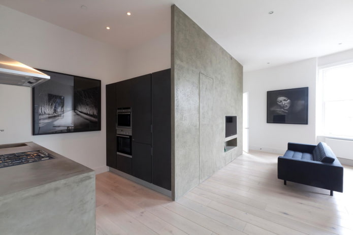 scheidingswand in het interieur in de stijl van minimalisme